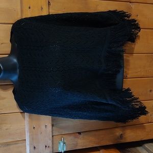 Women's black, fringed, pull over